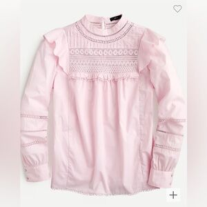 J. Crew light Pink Crocheted lace ruffle top